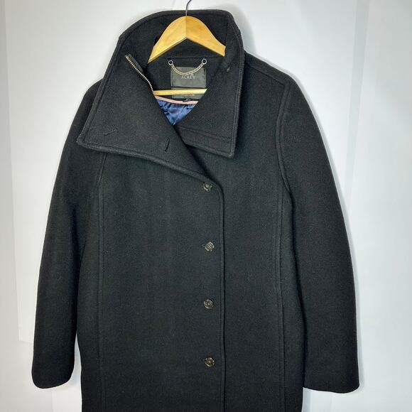 J.Crew Nello Gori Italian Stadium Cloth Villa Cocoon Black Wool Coat Size 2 Tall - Picture 3 of 12